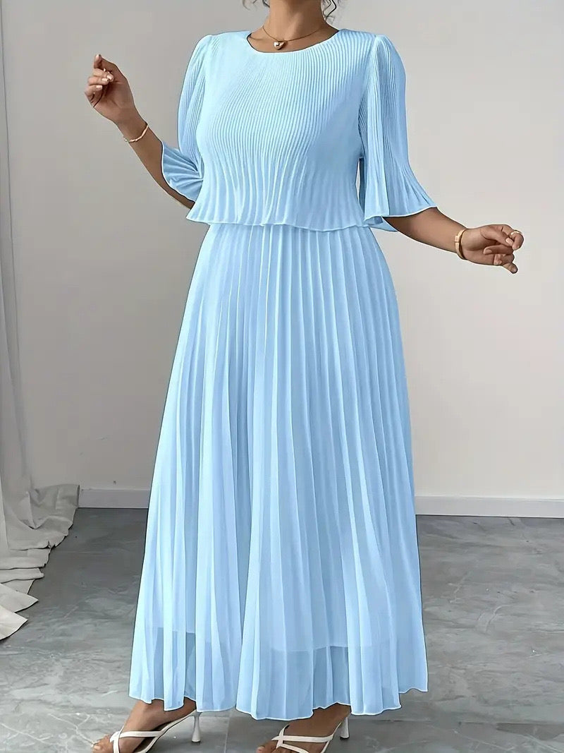 Aveline - Abito Monocolore con Chiffon
