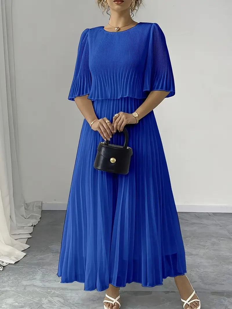 Aveline - Abito Monocolore con Chiffon